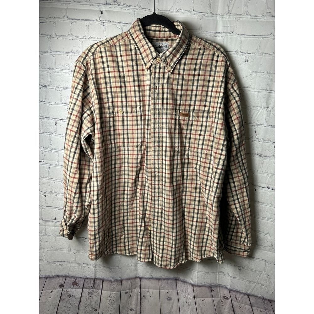 Carhartt Classic Plaid Button-Down Shirt Casual Workwear Long Sleeve